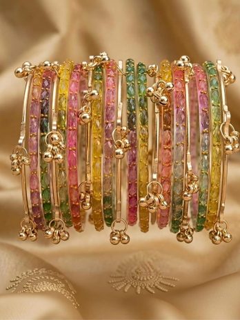 Fancy Multicolour Designer Bangles with Golden Beads