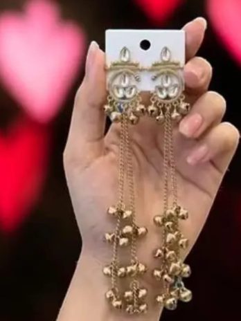 Gold Plated Designer Long Chain Drop Earrings
