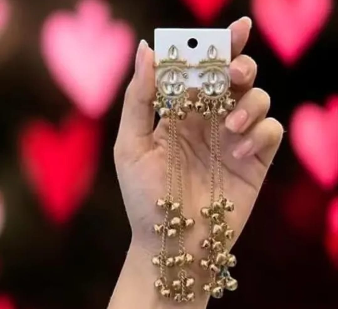 Gold Plated Designer Long Chain Drop Earrings