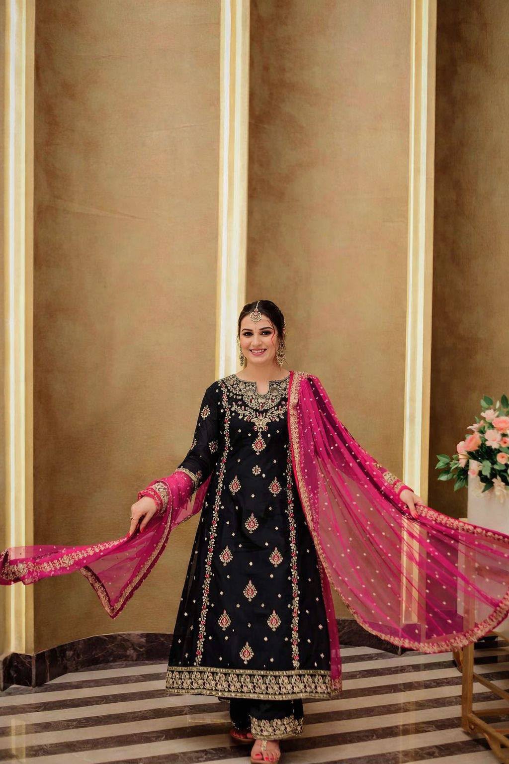 Kurti Palazzo Set with Embroidered Dupatta - Image 3