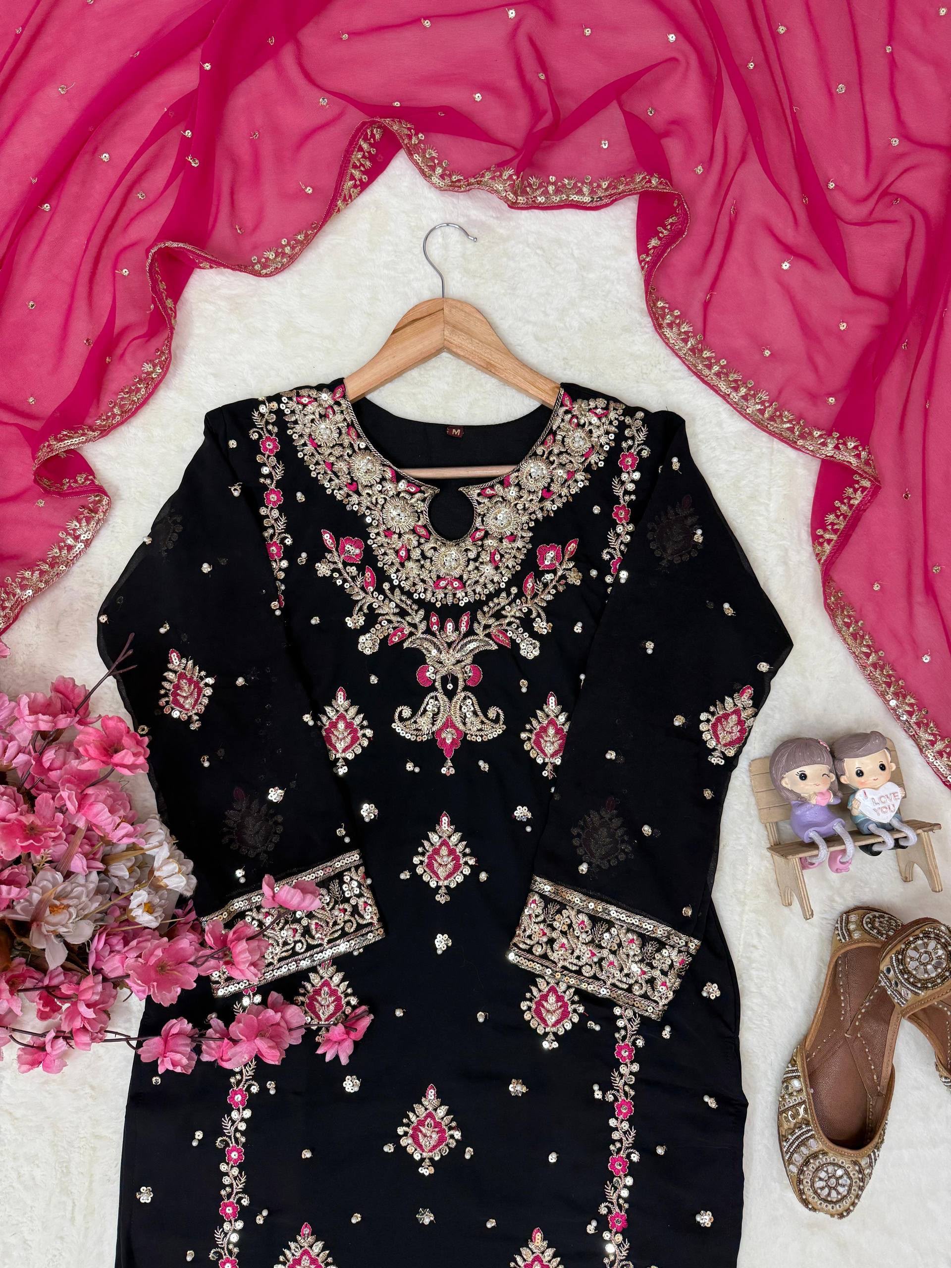 Kurti Palazzo Set with Embroidered Dupatta - Image 4