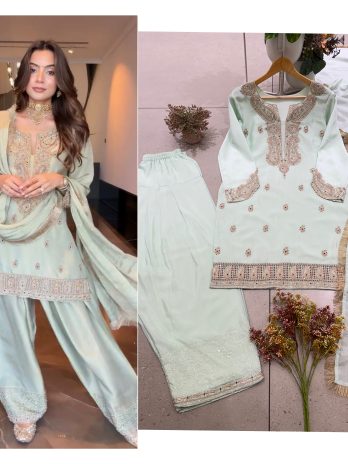 Designer Chinon Farsi Salwar Suit with Embroidery