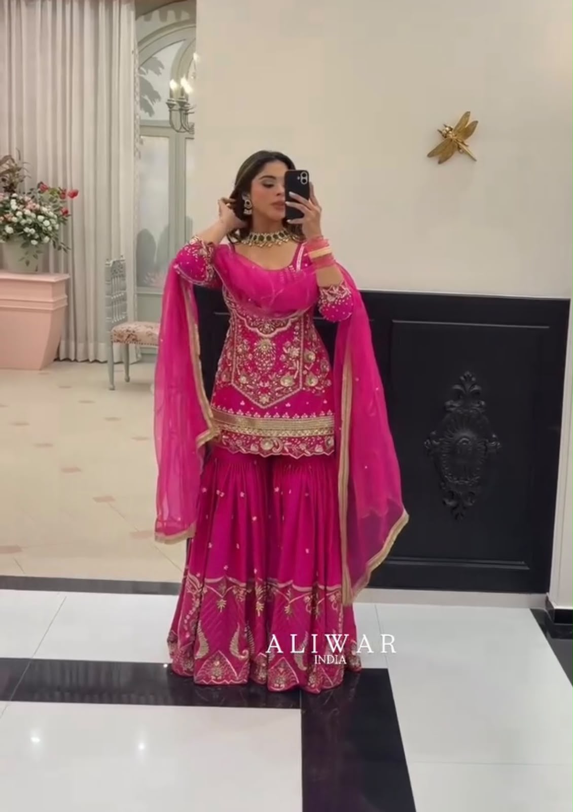 Designer Embroidered Georgette Sharara Suit Set for Women - Image 3