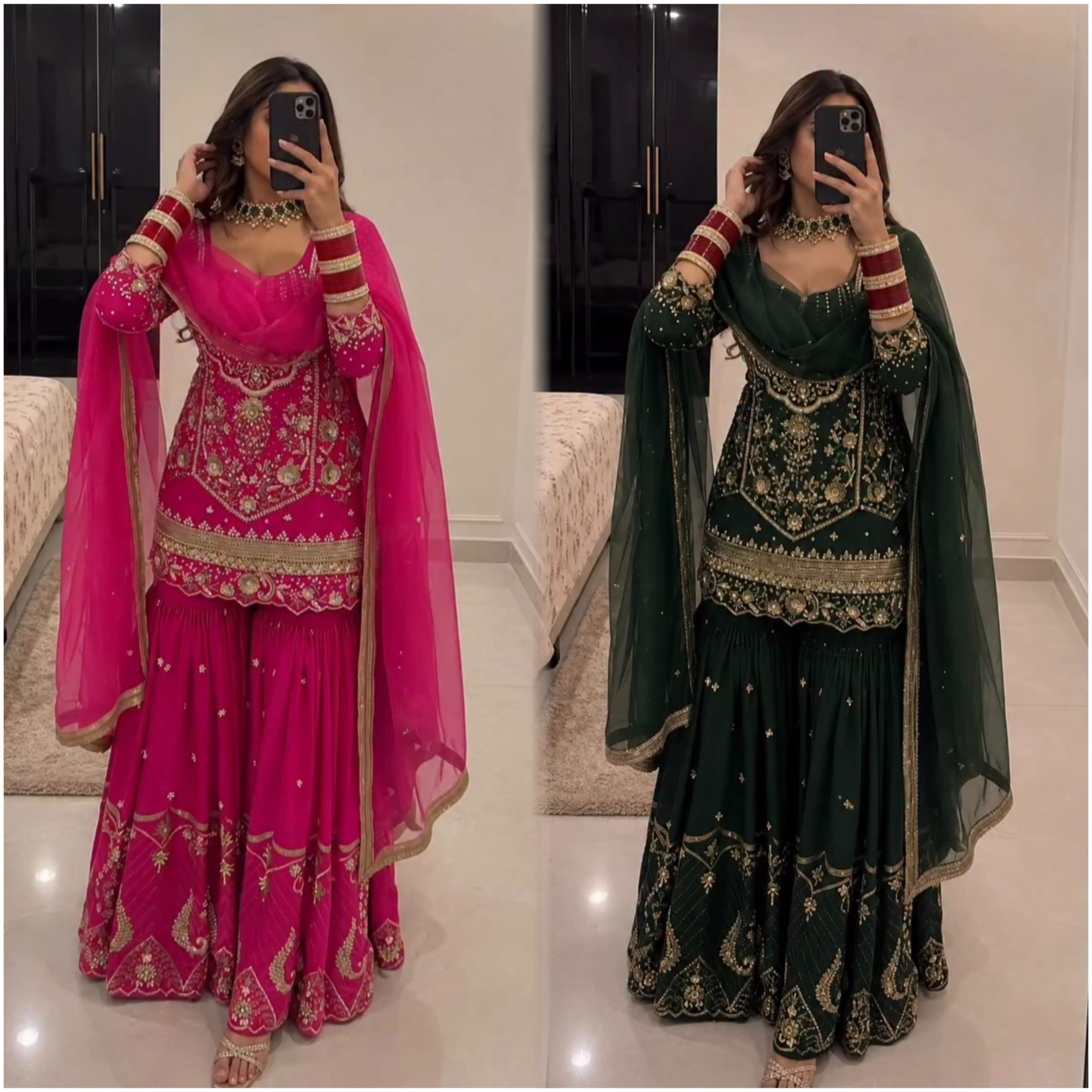 Designer Embroidered Georgette Sharara Suit Set for Women