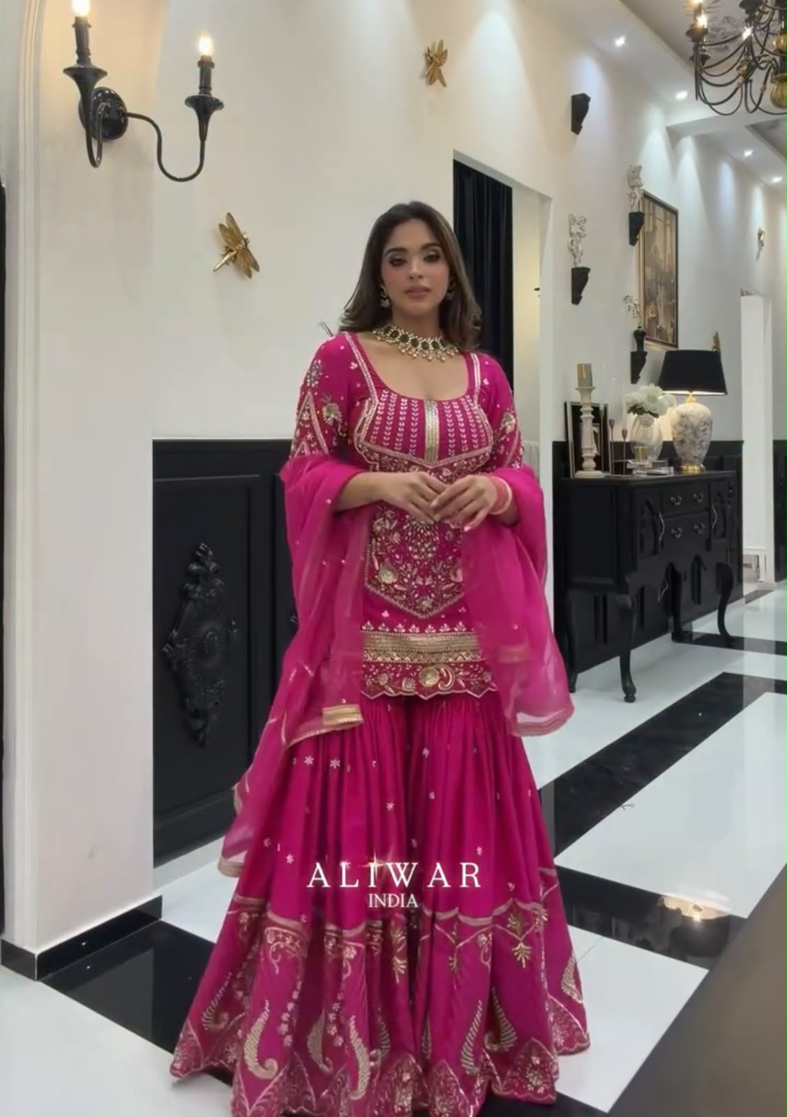 Designer Embroidered Georgette Sharara Suit Set for Women - Image 4
